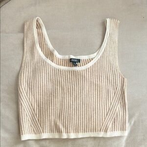 Ribbed Beige Crop Top